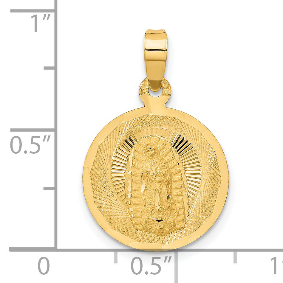 14K Polished D/C Lady Of Guadalupe Circle Pendant-K5631