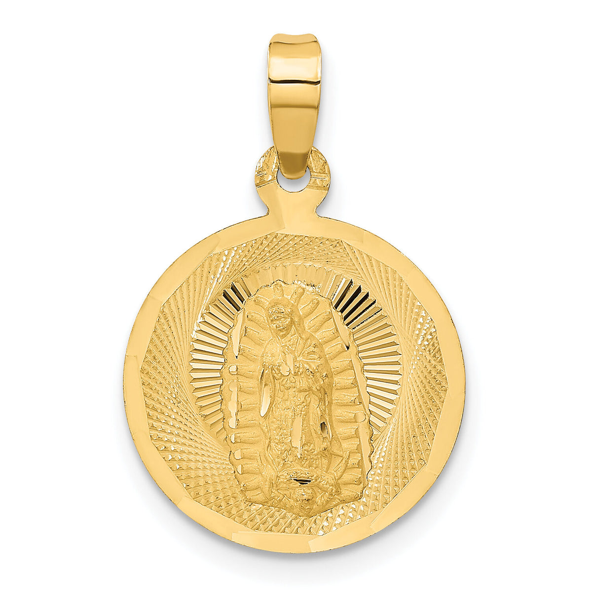 14K Polished D/C Lady Of Guadalupe Circle Pendant-K5631