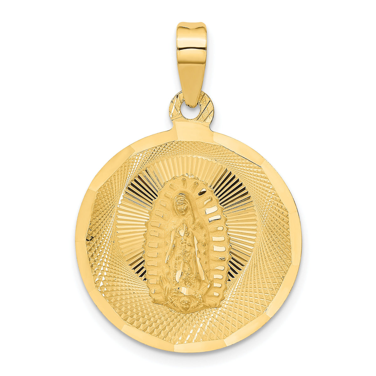 14K Polished D/C Lady Of Guadalupe Circle Pendant-K5632