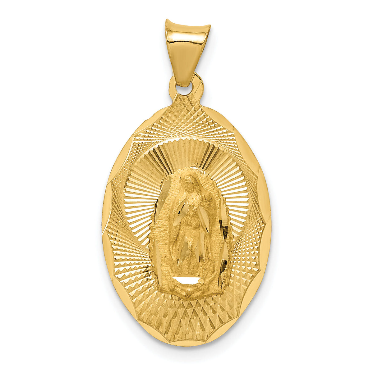 14K Polished D/C  Lady Of Guadalupe Oval Pendant-K5634