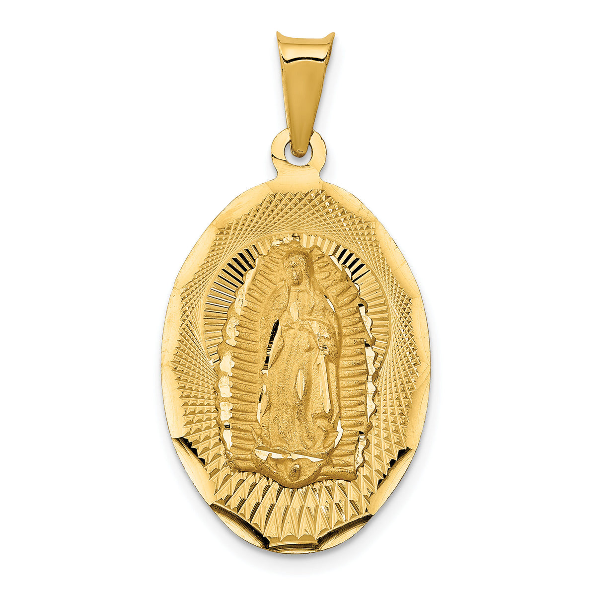 14K Polished D/C  Lady Of Guadalupe Oval Pendant-K5635