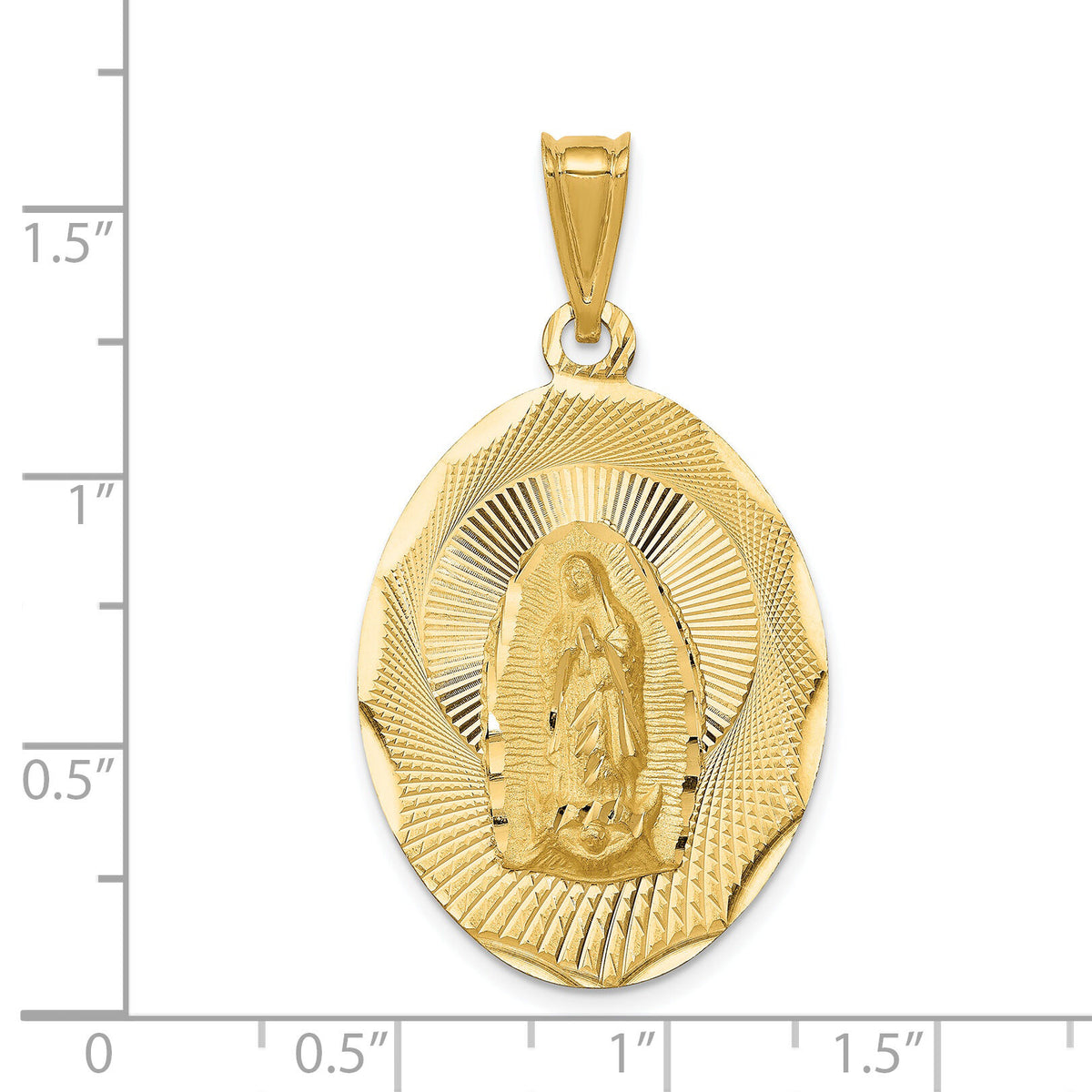 14K Polished D/C  Lady Of Guadalupe Oval Pendant-K5636