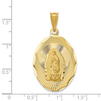 14K Polished D/C  Lady Of Guadalupe Oval Pendant-K5636