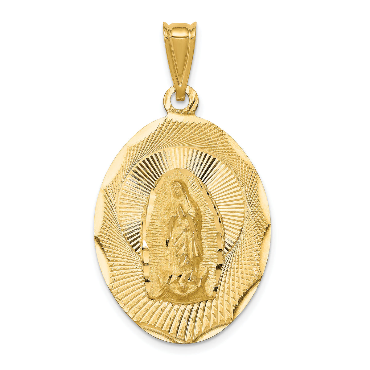 14K Polished D/C  Lady Of Guadalupe Oval Pendant-K5636