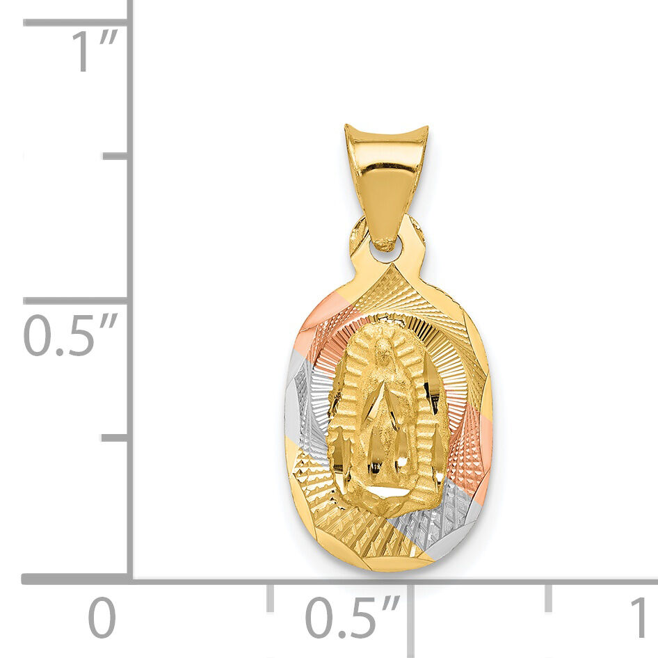 14K w/Rhodium D/C Lady Of Guadalupe Oval Pendant-K5637