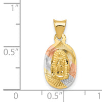 14K w/Rhodium D/C Lady Of Guadalupe Oval Pendant-K5637