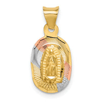 14K w/Rhodium D/C Lady Of Guadalupe Oval Pendant-K5637
