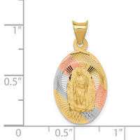 14K w/Rhodium D/C Lady Of Guadalupe Oval Pendant-K5638