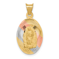 14K w/Rhodium D/C Lady Of Guadalupe Oval Pendant-K5638