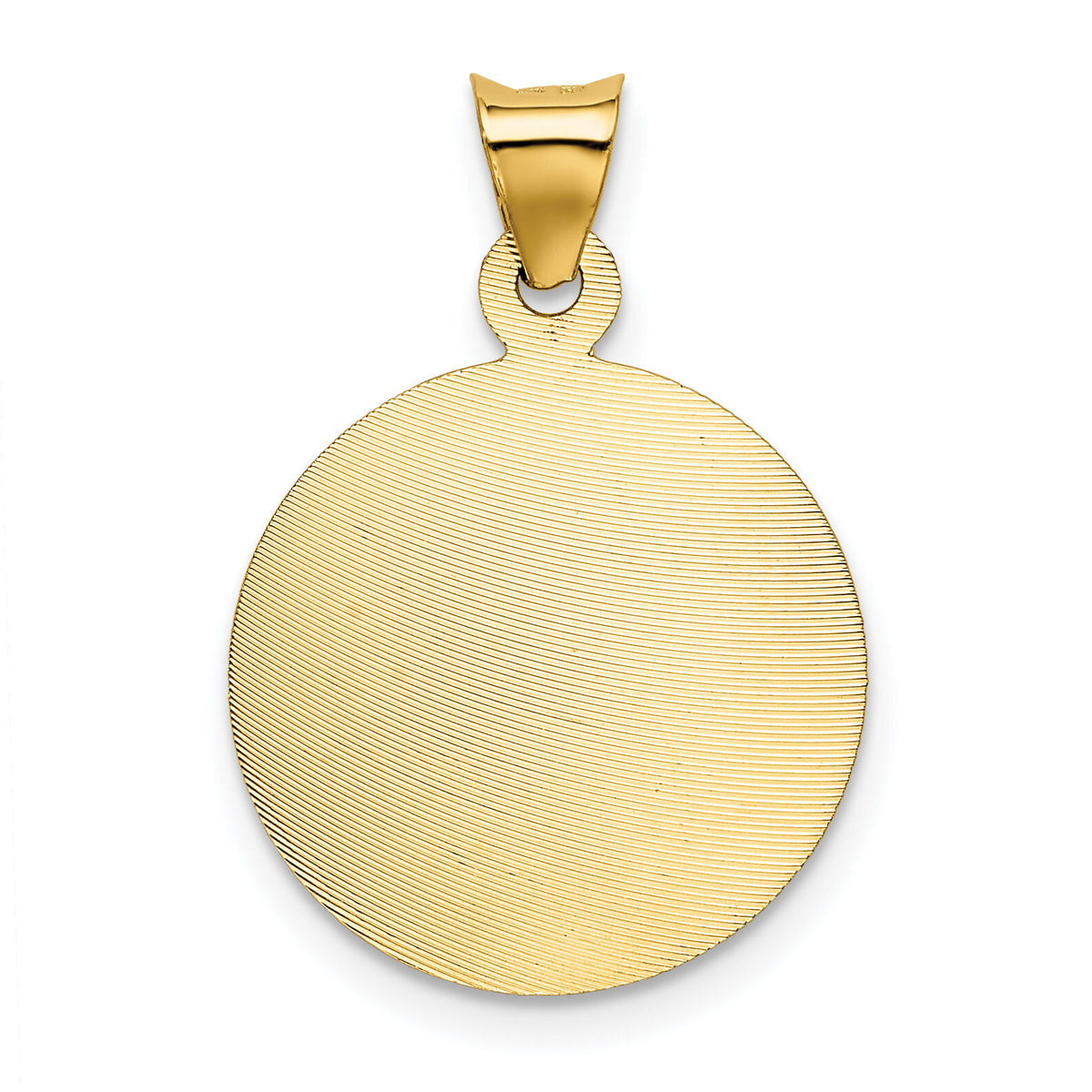 14K w/Rhodium Polished D/C Lady Of Guadalupe Circle Pendant-K5640