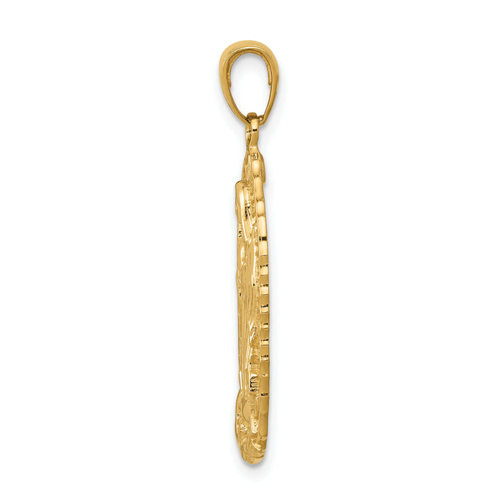 14K Polished Our Lady Of Guadalupe Oval Disc Engraved Pendant-K5645