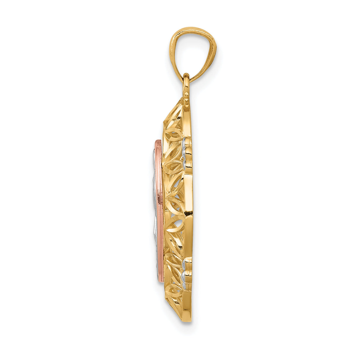 14K Two-tone w/White Rhodium Guadalupe Medal Pendant-K5646