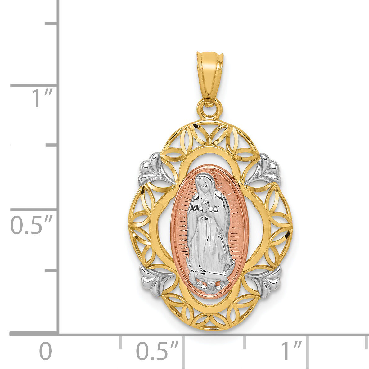14K Two-tone w/White Rhodium Guadalupe Medal Pendant-K5646