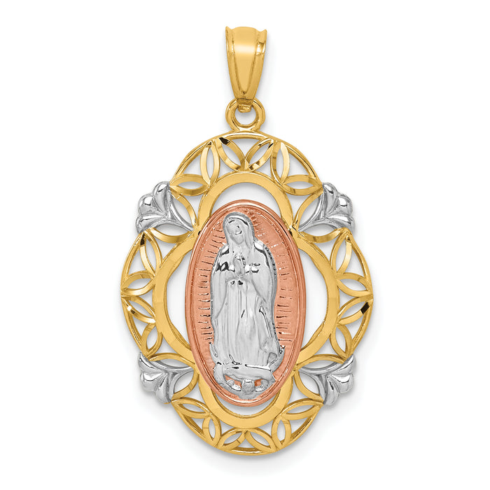 14K Two-tone w/White Rhodium Guadalupe Medal Pendant-K5646