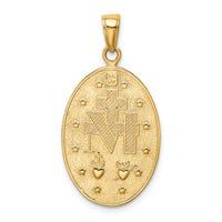 14K Gold Satin and Polished Finish Miraculous Medal Pendant-K5647