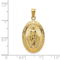 14K Gold Satin and Polished Finish Miraculous Medal Pendant-K5647