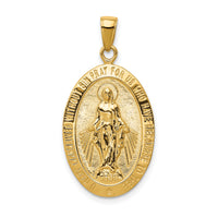 14K Gold Satin and Polished Finish Miraculous Medal Pendant-K5647