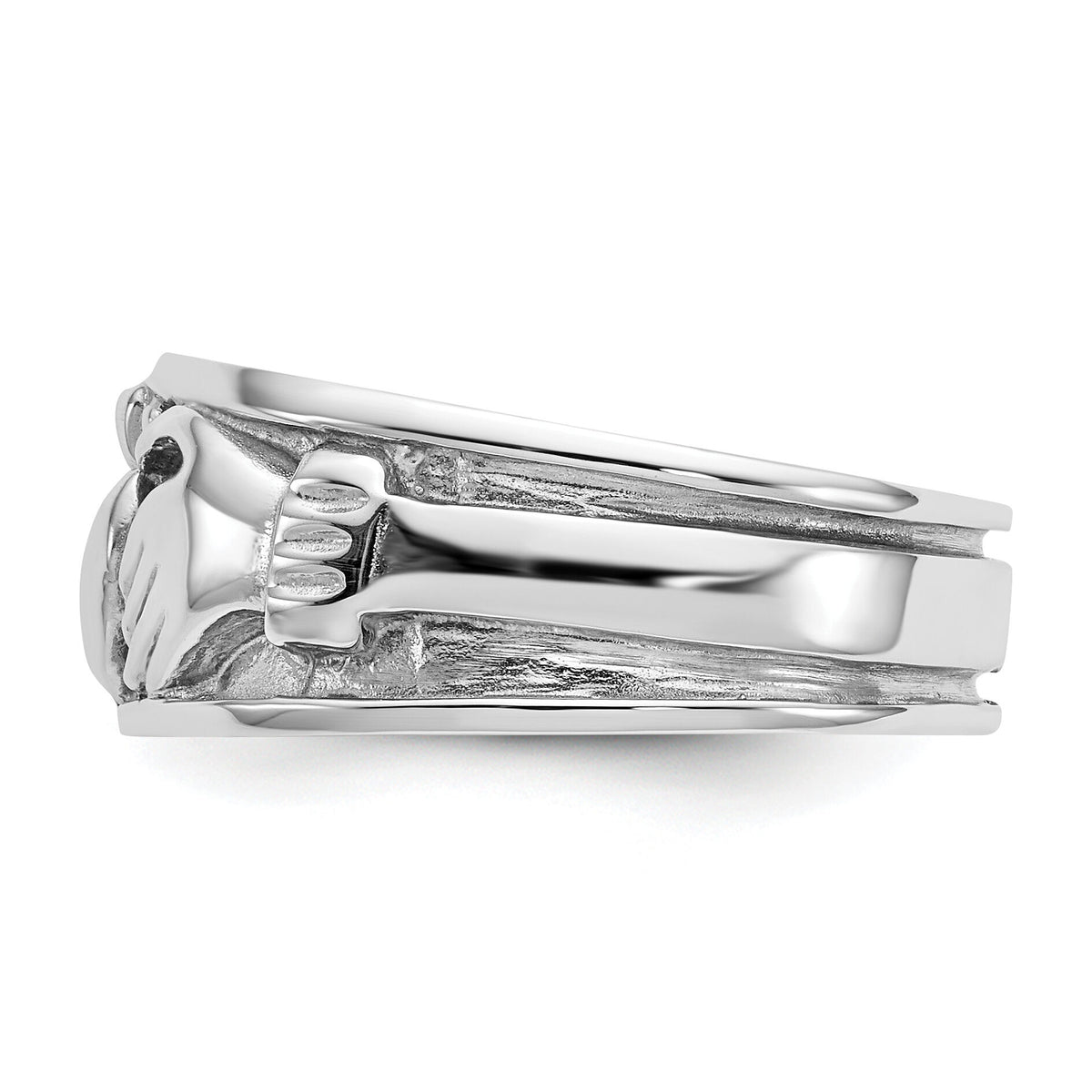 14k White Gold Claddagh Band-K565