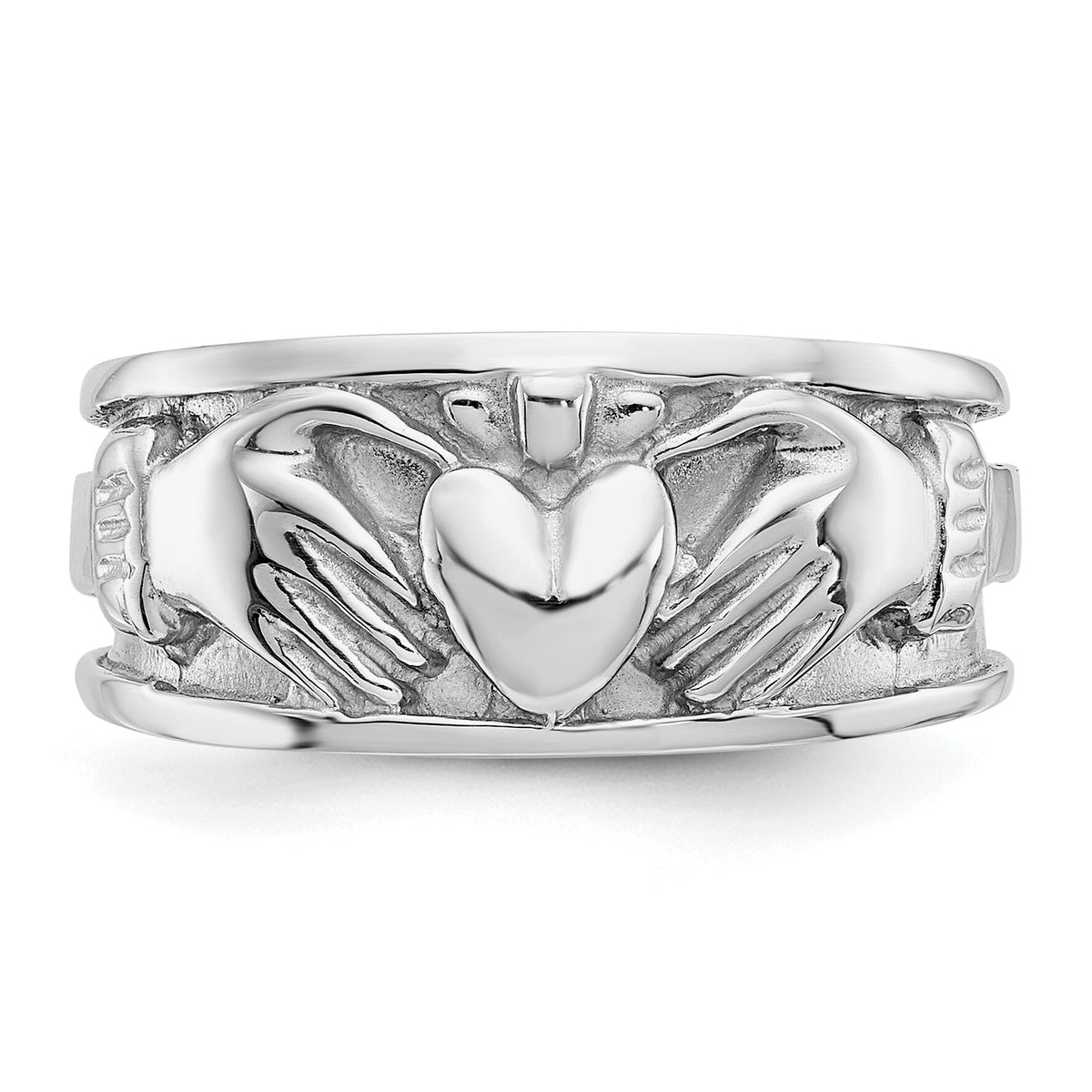 14k White Gold Claddagh Band-K565