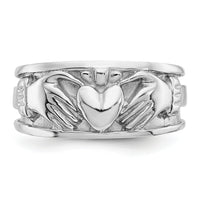 14k White Gold Claddagh Band-K565