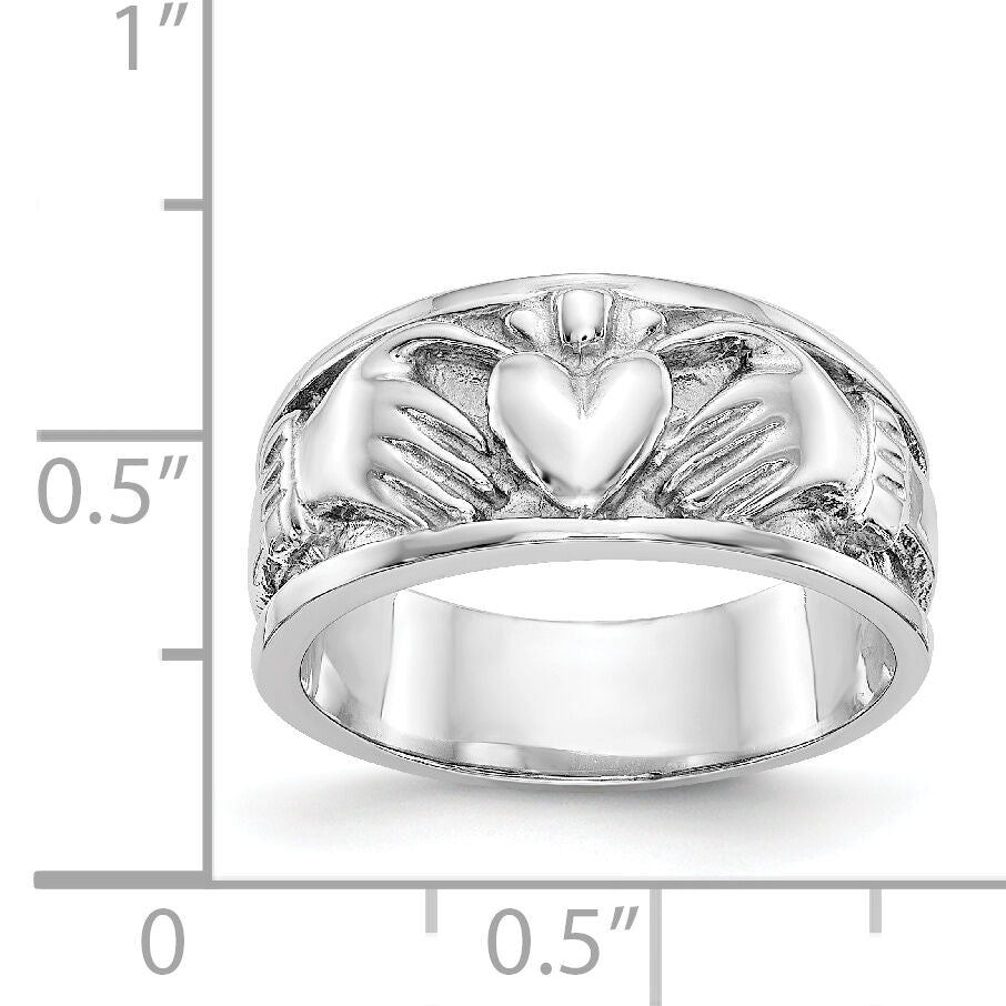 14k White Gold Claddagh Band-K565