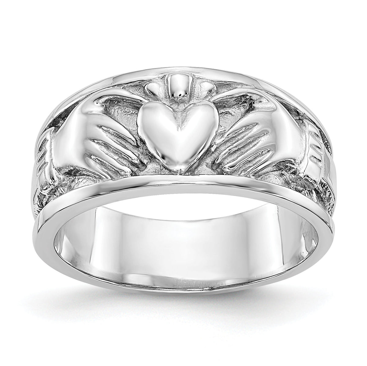 14k White Gold Claddagh Band-K565