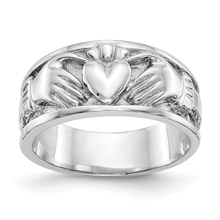 14k White Gold Claddagh Band-K565