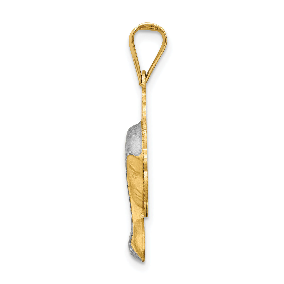 14K w/Rhodium Satin And Polished Mary Pendant-K5651