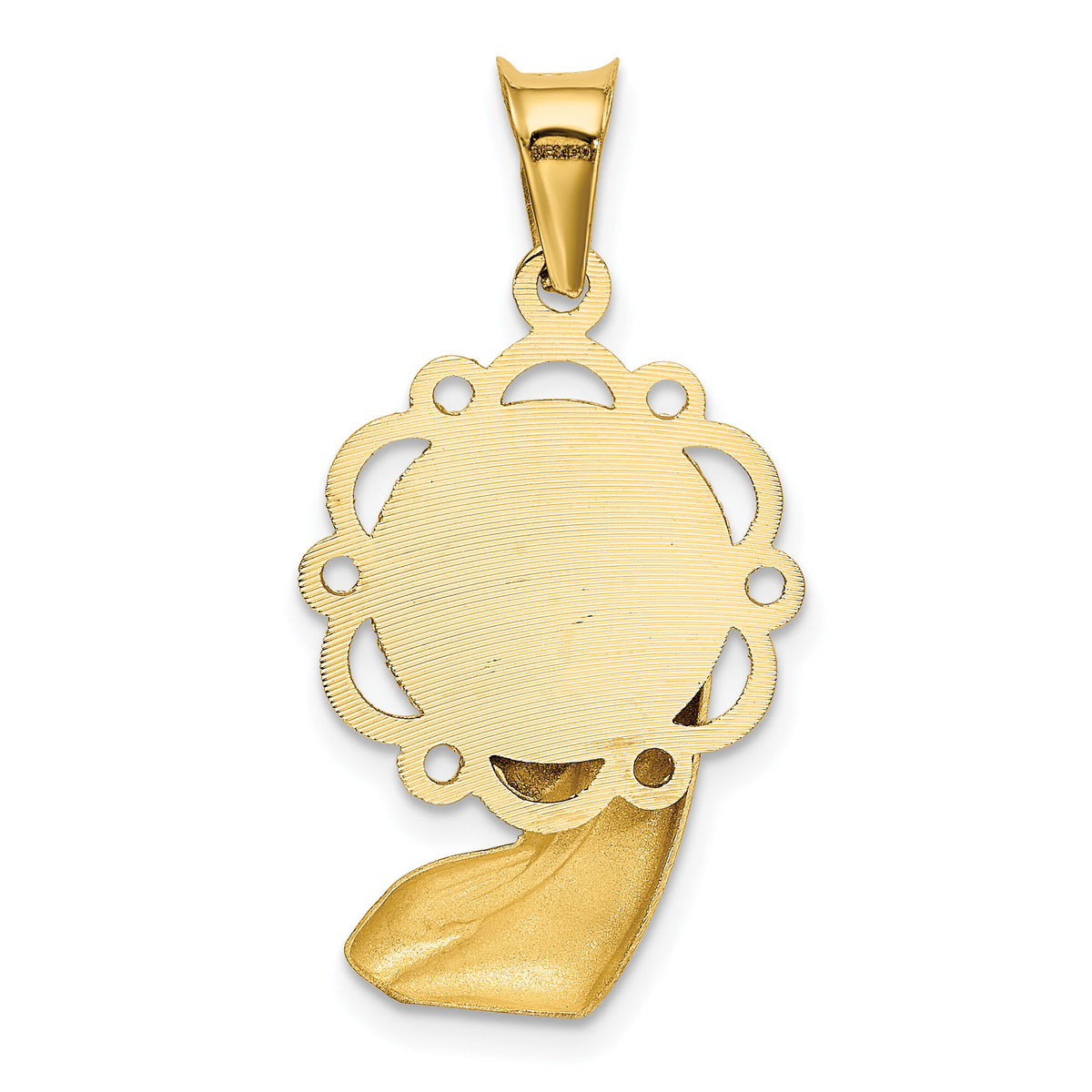 14K w/Rhodium Satin And Polished Mary Pendant-K5651