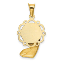 14K w/Rhodium Satin And Polished Mary Pendant-K5651
