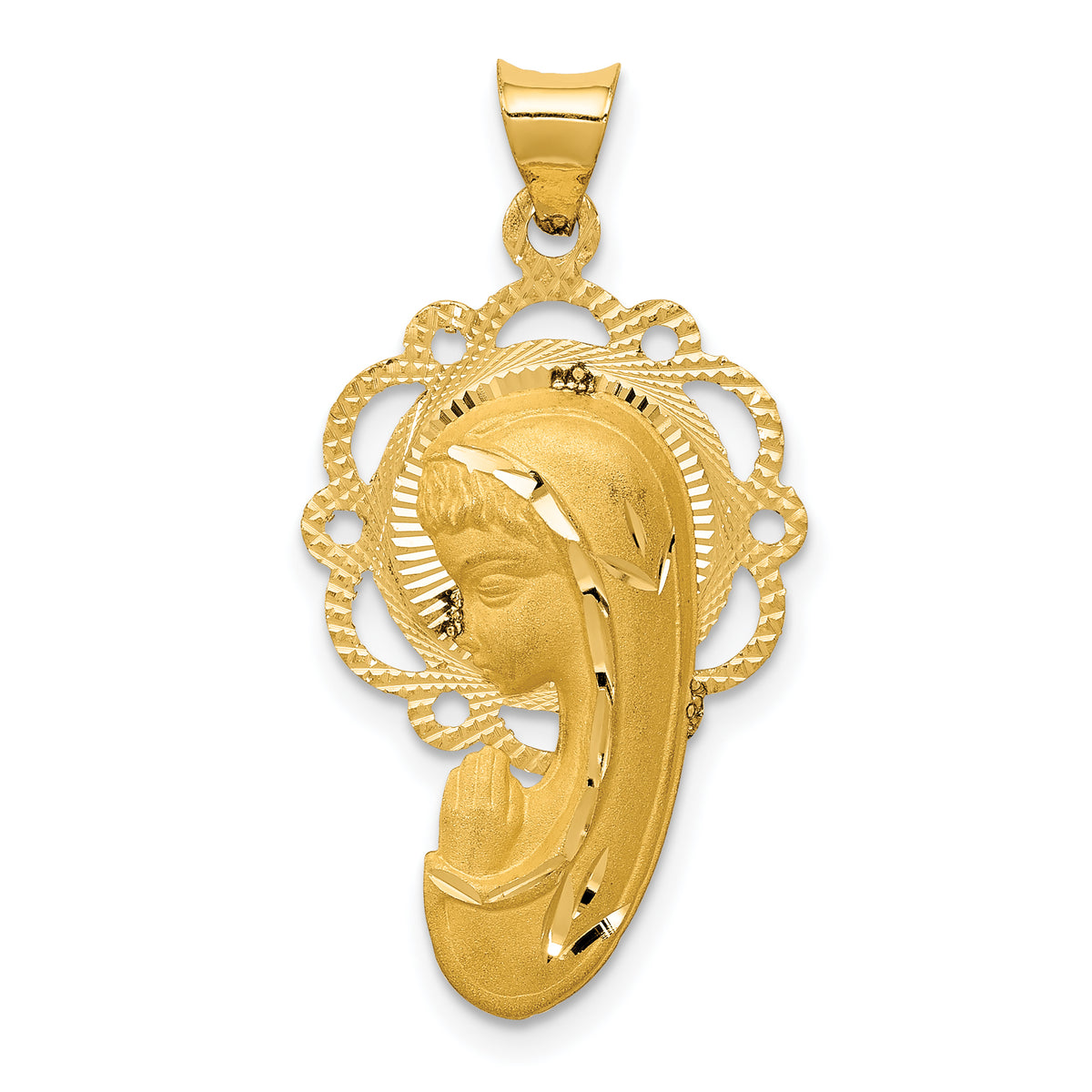 14k Satin and Polished Mary Pendant-K5655