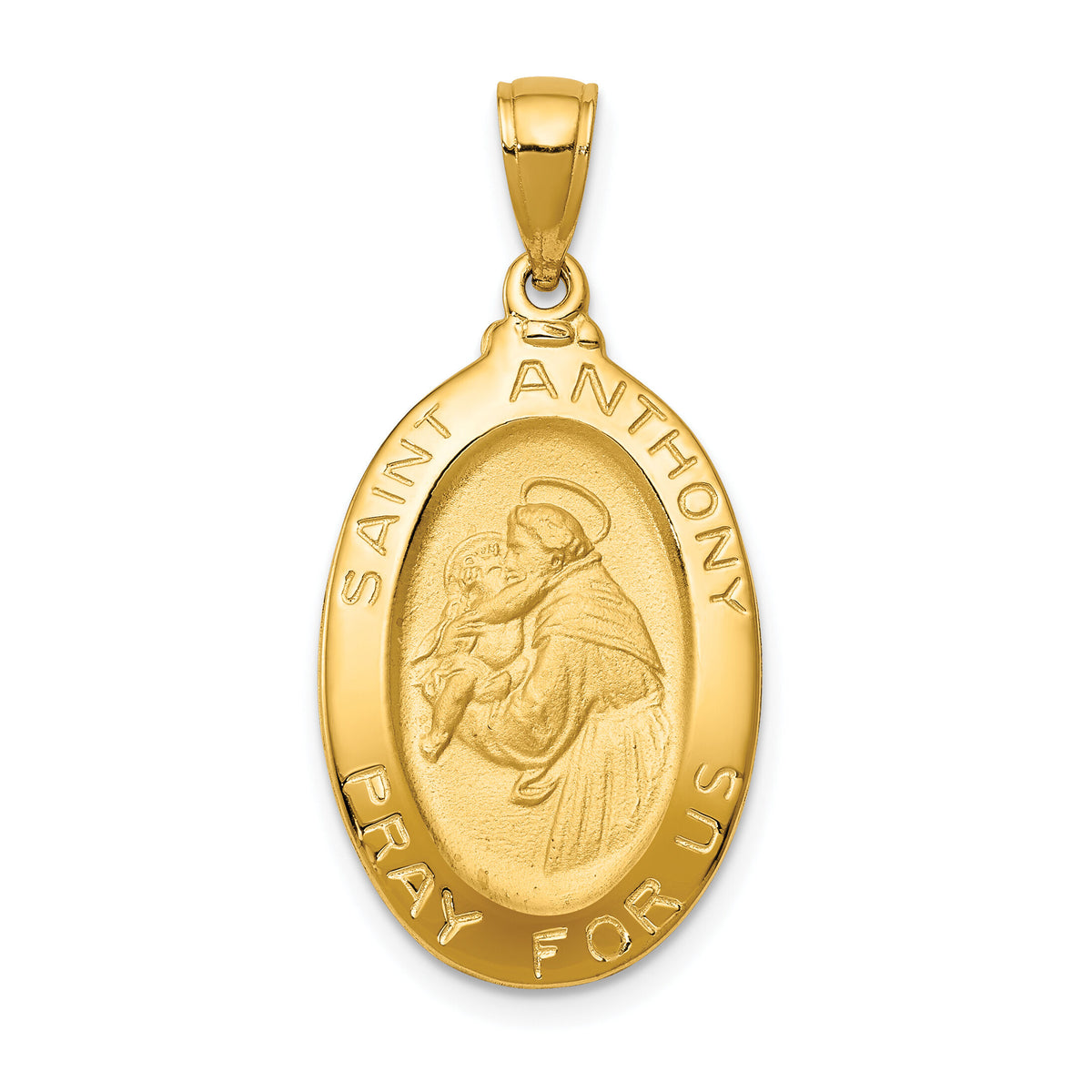 14k Saint Anthony Oval Medal Solid Pendant-K5656