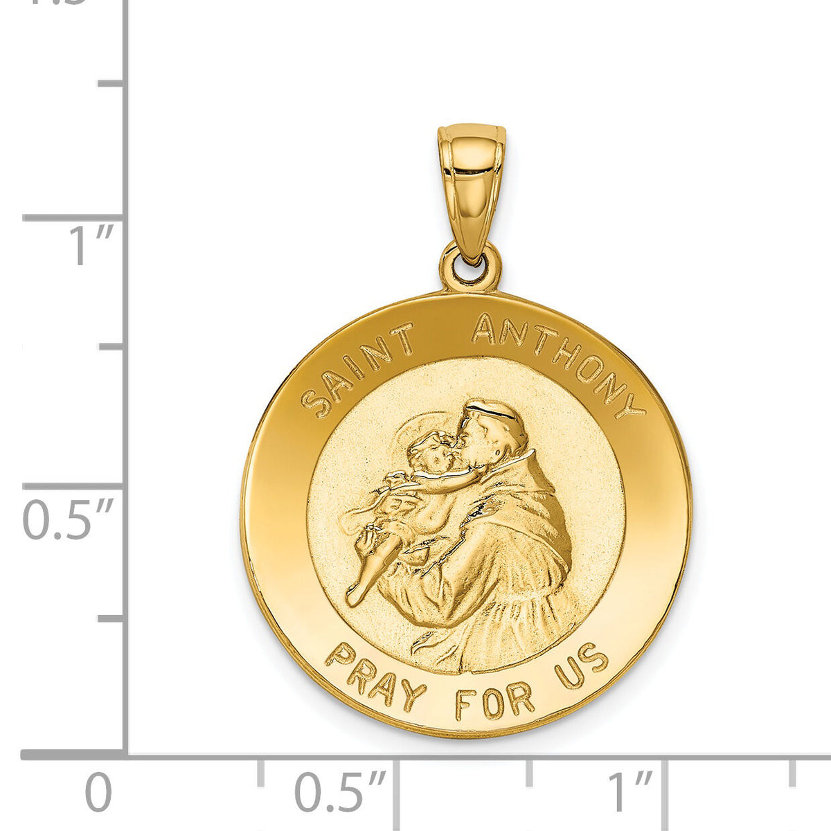 14k Saint Anthony Large Round Medal Pendant-K5657