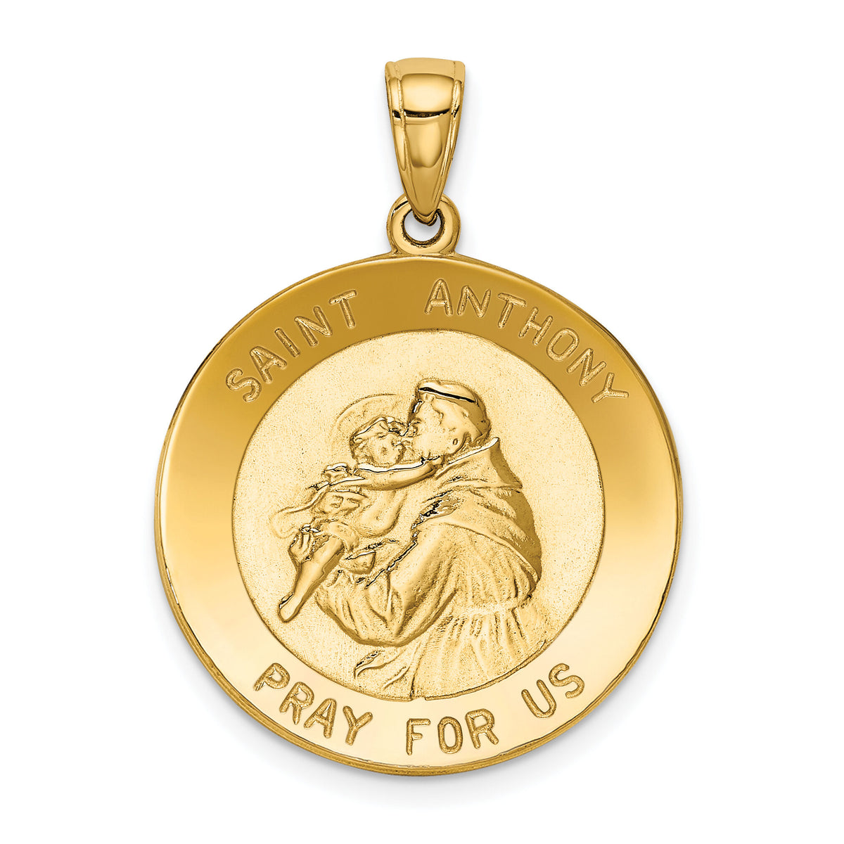 14k Saint Anthony Large Round Medal Pendant-K5657