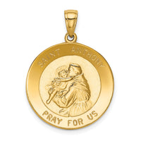 14k Saint Anthony Large Round Medal Pendant-K5657