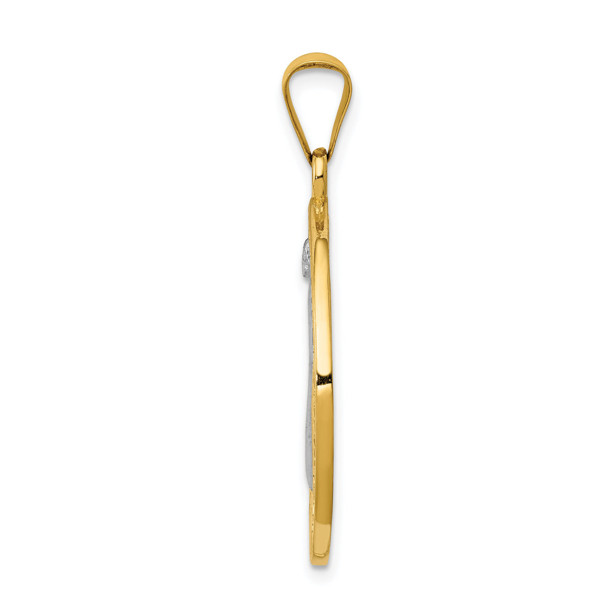 14k With Rhodium Circle St. Benedict Medal Pendant-K5658
