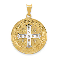 14k With Rhodium Circle St. Benedict Medal Pendant-K5658
