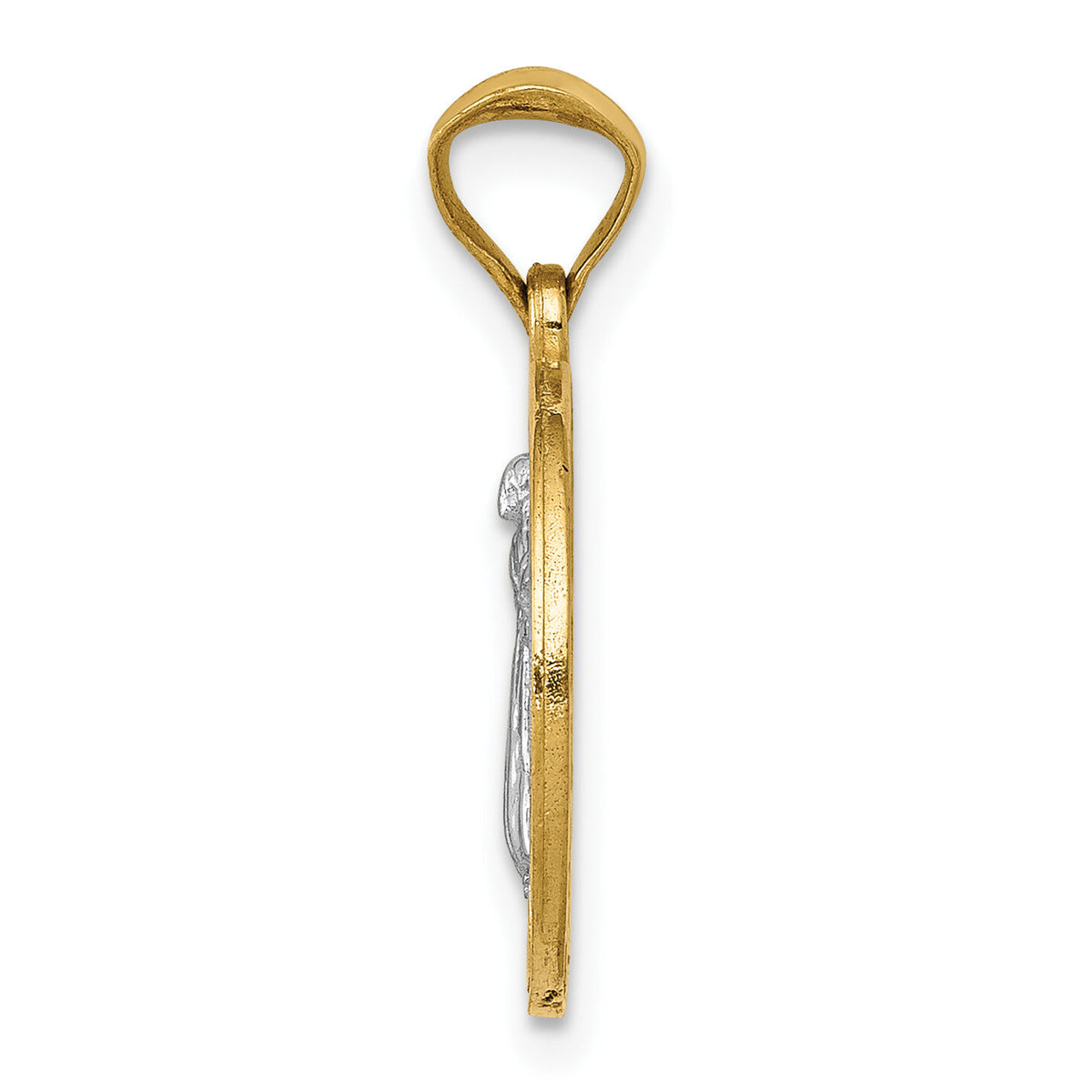 14k With Rhodium Circle St. Benedict Medal Pendant-K5659