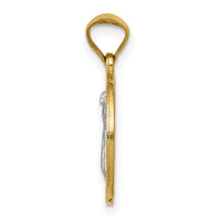 14k With Rhodium Circle St. Benedict Medal Pendant-K5659