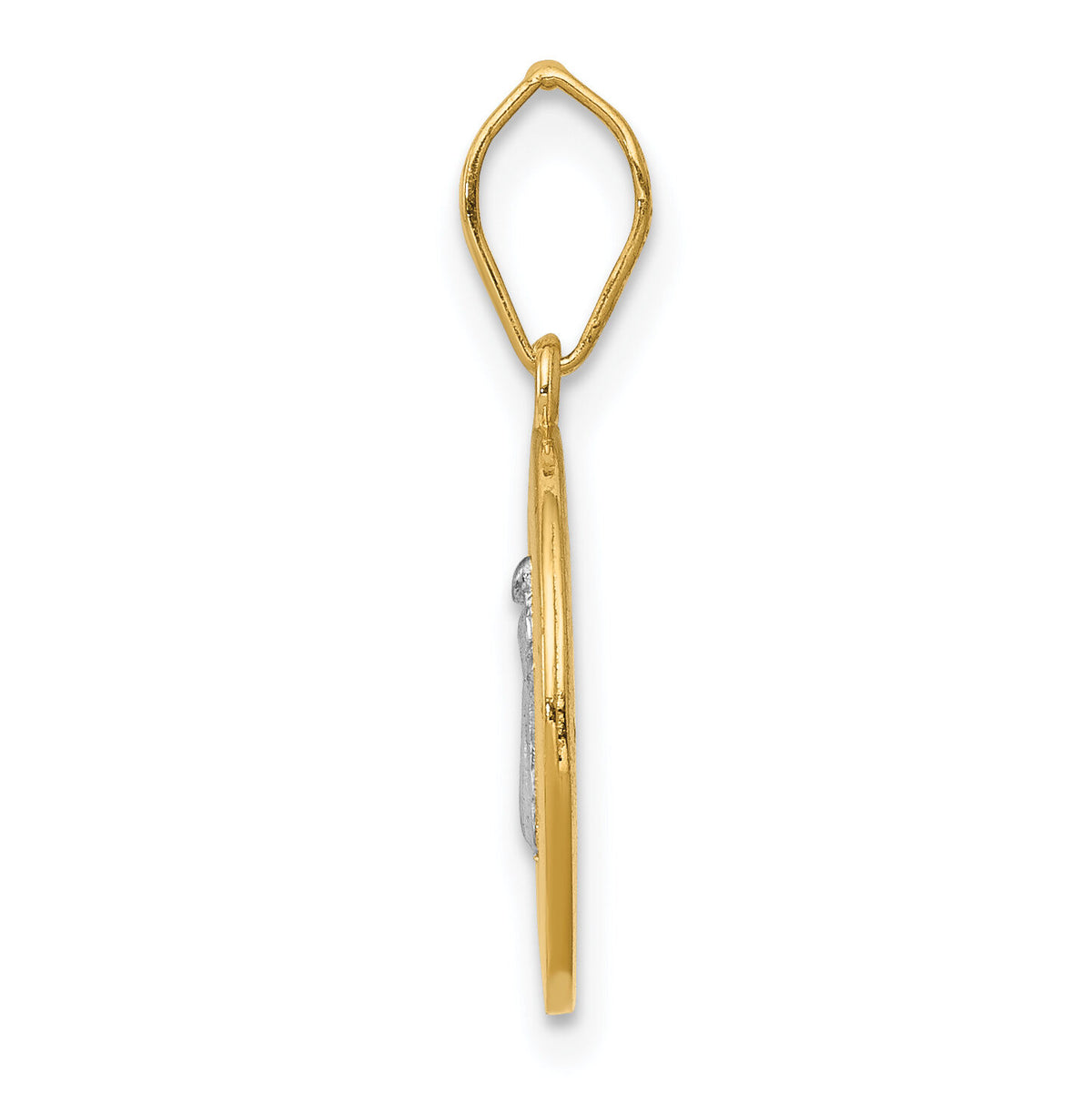 14k With Rhodium Circle St. Benedict Medal Pendant-K5660