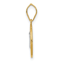 14k With Rhodium Circle St. Benedict Medal Pendant-K5660