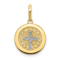 14k With Rhodium Circle St. Benedict Medal Pendant-K5660