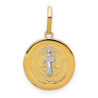 14k With Rhodium Circle St. Benedict Medal Pendant-K5660