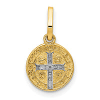 14k With Rhodium Circle St. Benedict Medal Pendant-K5661