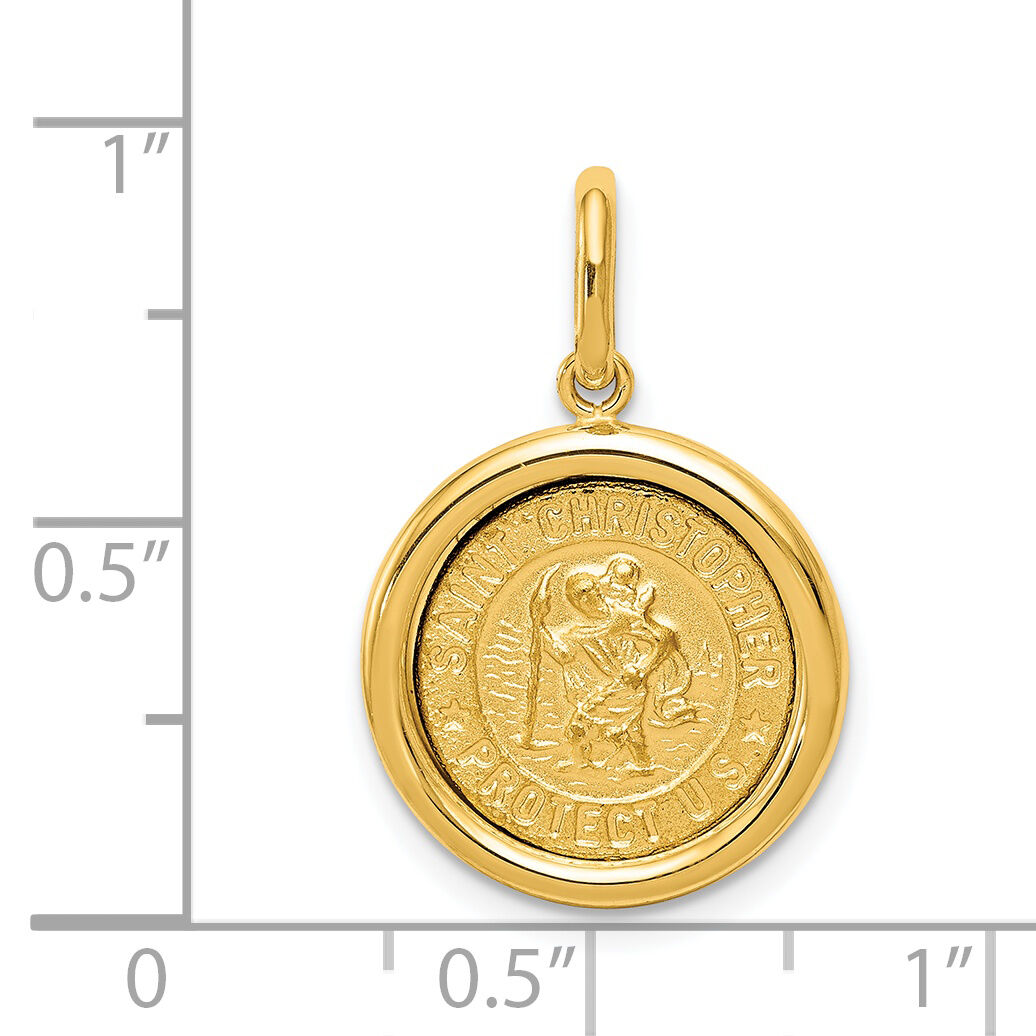 14K Polished And Satin St Christopher Medal Pendant-K5662