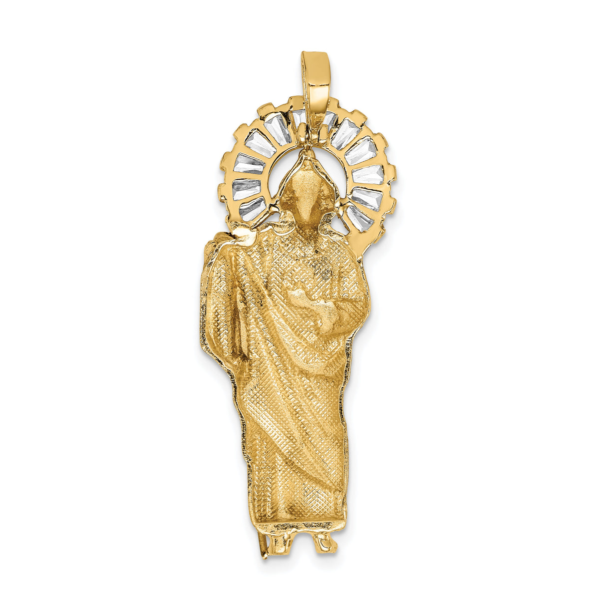 14K w/ Rhodium CZ D/C Polished St. Jude Pendant-K5665