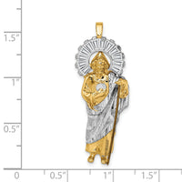 14K w/ Rhodium CZ D/C Polished St. Jude Pendant-K5665