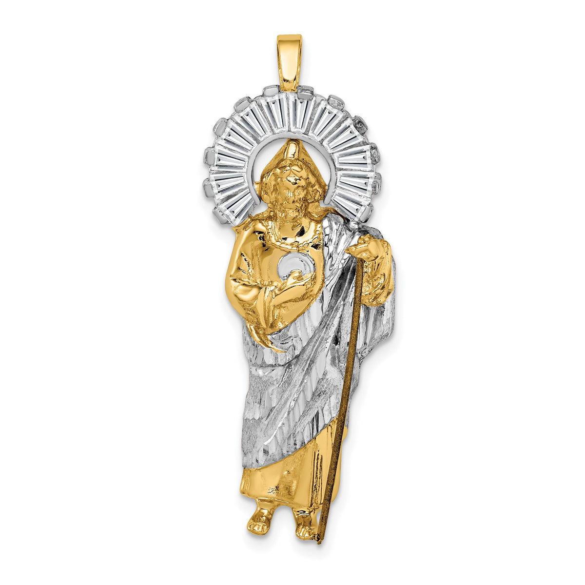 14K w/ Rhodium CZ D/C Polished St. Jude Pendant-K5665
