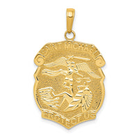 14K Gold Polished Large Saint Michael Protect Us Medal Pendant-K5667