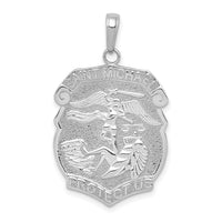 14K White Gold Polished Large Saint Michael Protect Us Medal Pendant-K5667W